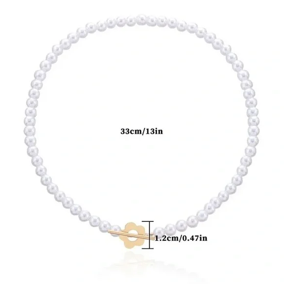 Vintage NWT Boutique Glass crystal pearl beaded & gold statement elegant choker - Picture 7 of 7